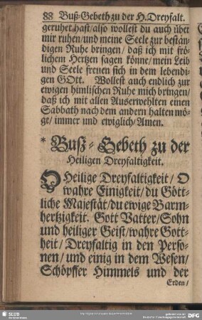 Buß-Gebeth zu der Heiligen Dreyfaltigkeit