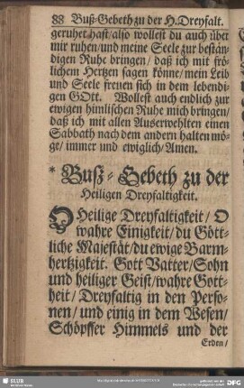 Buß-Gebeth zu der Heiligen Dreyfaltigkeit