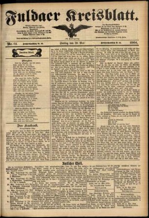 Zweite Ausgabe vom Freitag, den 20. Mai 1904.