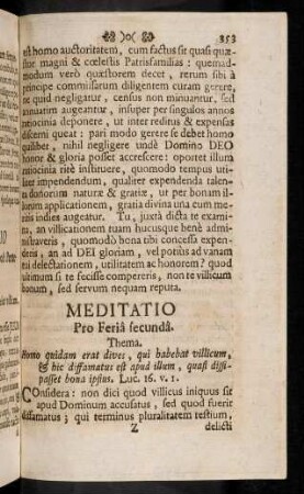 353-364, Meditatio Pro Feria secunda; ...
