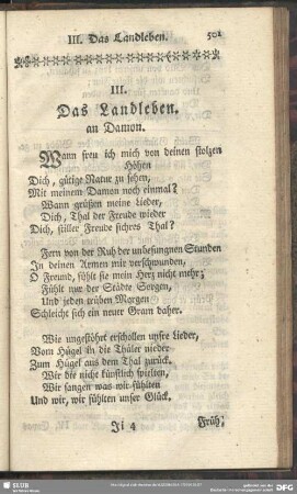 III. Das Landleben. an Damon