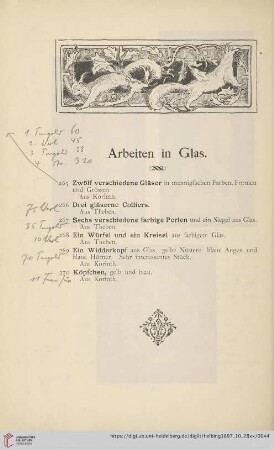 Arbeiten in Glas (Nr. 265 - 270)