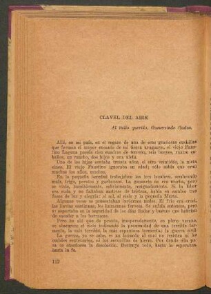 Clavel del aire : Al indio querido, Gumersindo Gadea.