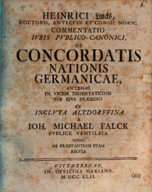 Commentatio iur. publ. can. de concordatis nationis Germanicae