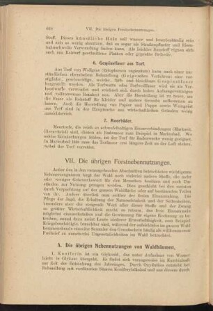 A. Die übrigen Nebennutzungen von Waldbäumen.