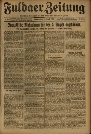 Ausgabe vom Donnerstag, den 03. August 1922.