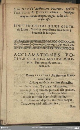 Acclamationes Votivae Clarissimorum Virorum, Fautorum & Amicorum & c.