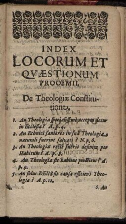 Index Locorum Et Quæstionum.