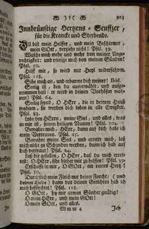 Innbrünstige Hertzens- Seuffzer, für die Krancke und Sterbende.