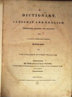 A Dictionary, Sanscrit and English