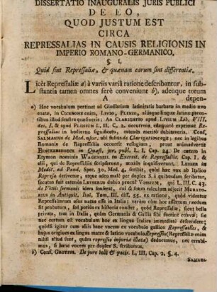 Dissertatio Inauguralis Juris Publici De Eo Qvod Justum Est Circa Repressalias In Causis Religionis In Imperio Romano-Germanico