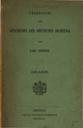 Übersicht der Geschichte der deutschen Dichtung, 1