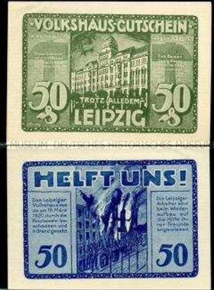 Leipzig, Notgeldserie des Volkshauses, 50 Pfennig