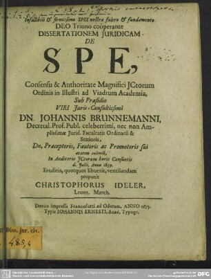 Dissertationem juridicam: De spe
