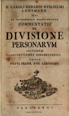 Commentatio de divisione personarum secundum consuetudines Osnabrug