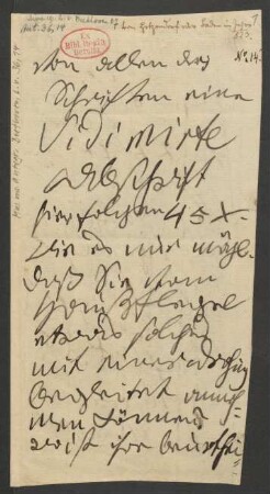 Brief an Anton Schindler : o.D. [Juli/August 1823, ermittelt]