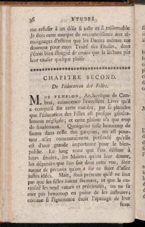 Chapitre Second. De l'éducation des Filles.
