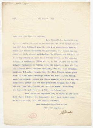 Brief an Georg Vollerthun : 26.08.1913