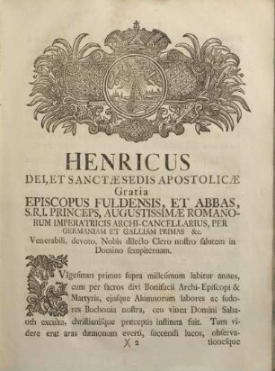 Henricus dei, et sanctæ sedis apostolicæ gratia ...