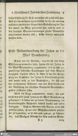 Erste Bekanntwerdung der Juden in der Mark Brandenburg