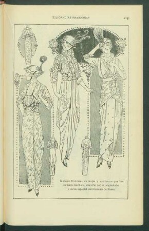Modelos franceses en trajes y sombreros