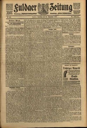 Dritte Ausgabe vom Samstag, den 18. Dezember 1909.