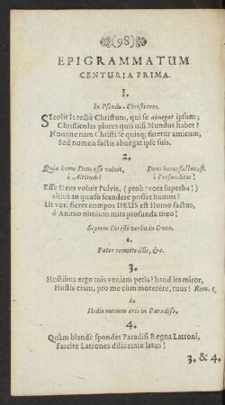 Epigrammatum Centuria Prima.