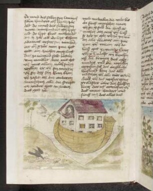 Die Arche Noahs: Die Taube bringt Noah einen Ölzweig.