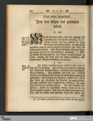 Das vierte hauptstück, Von den folgen des zeitlichen todes.