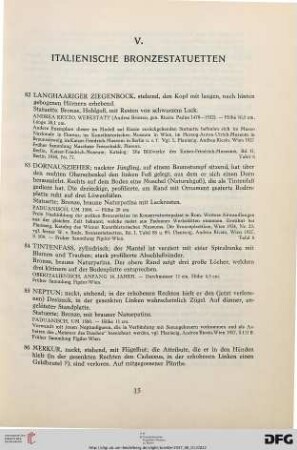 V. Italienische Bronzestatuetten (Nr. 82-115)