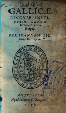 Gallicae linguae institutio : latino sermone conscripta
