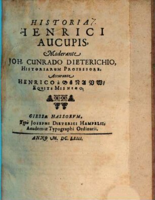 Historia Henrici Aucupis