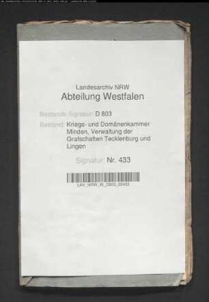 Die dem Forstmeister Schmidt aufgetragene Bereisung der ostfriesischen, münsterschen Forsten