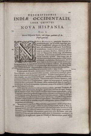 Descriptionis Indiæ Occidentalis, Liber Quintus. Nova Hispania.