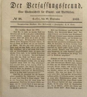 № 38. Cassel, den 10. September 1831.