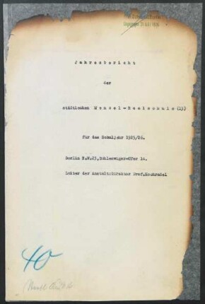 1925/26: Jahresbericht der Städtischen Menzel-Realschule (13) für das Schuljahr ... - 1925/26