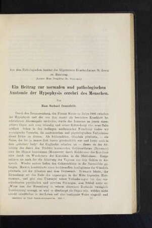 Ein Beitrag zur normalen und pathologischen Anatomie der Hypophyssis cerebri des Menschen.