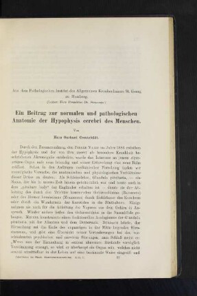 Ein Beitrag zur normalen und pathologischen Anatomie der Hypophyssis cerebri des Menschen.