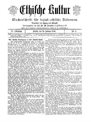 Die ethische Bewegung in der Arbeiterschaft