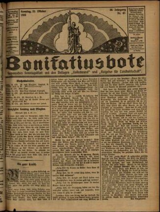 Ausgabe vom Sonntag, den 22. Oktober 1922.