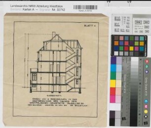 Münster (Münster) Wohnhaus Piusallee 35 Schnitt 1922 1 : 100 27,5 x 24.5 Zeichnung Wesfälische Heimstätte Wohnungsgesellschaft Münsterland