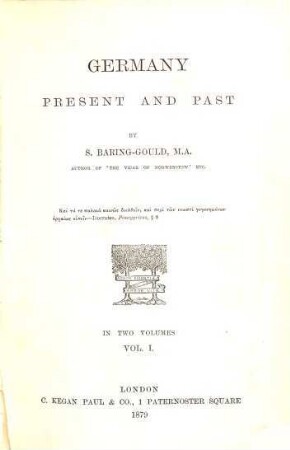 Germany present and past, Vol. 1