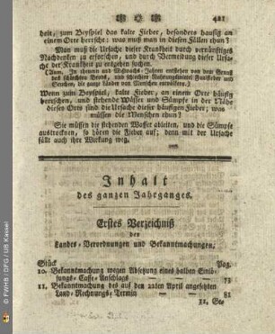 Inhalt des ganzen Jahrganges