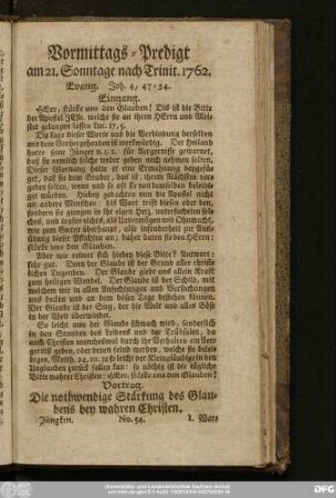 [No. 54.] Vormittags-Predigt am 21. Sonntage nach Trinit. 1762. Evang. Joh. 4, 47 - 54.