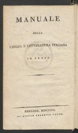 Manuale Della Lingua E Letteratura Italiana In Prosa