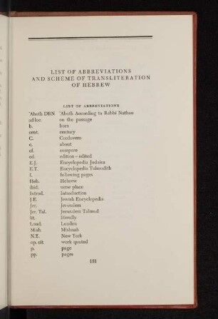 List of abbreviations and scheme of transliteration of hebrew