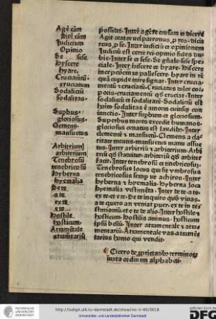 Cicero de proprietatibus terminorum iuxta ordinem alphabeti.