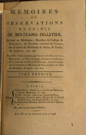 Memoires Et Observations De Chimie, 1