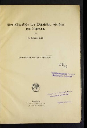 Über Küstenfische von Westafrika, besonders von Kamerun