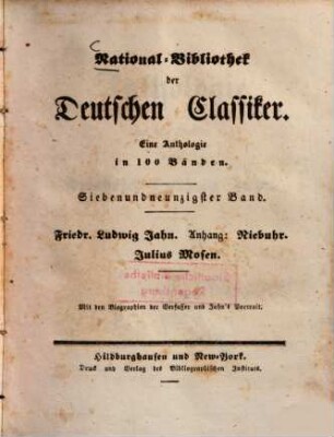 Anthologie aus den Werken von Friedrich Ludwig Jahn